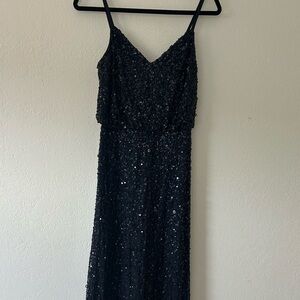 Midnight blue Adrianna Papell evening gown